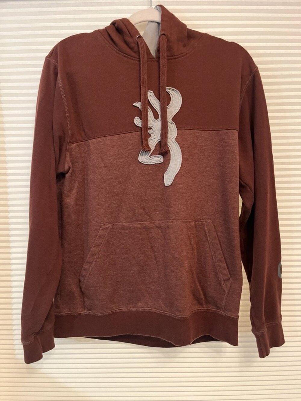 Browning Buckmark Logo Two-Tone Hooded Sweatshirt Brown Size M